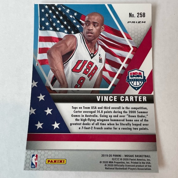 2019-20 VINCE CARTER MOSAIC USA Silver Prizm Basketball Card #258 - Picture 4 of 4